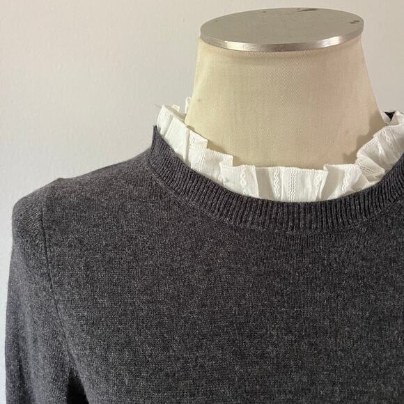 Boden Gray Wool Blend Layered Sweater Dress Sz 10 Long Length Preppy Work Office - Picture 2 of 8